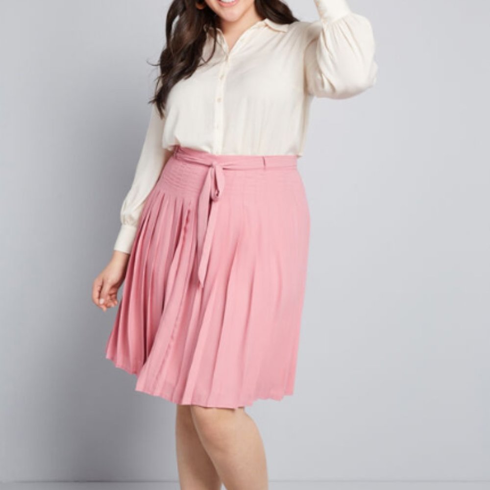 Modcloth Purely Pretty Pleated Skirt Pink